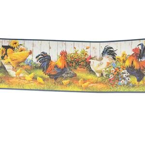 Wallpaper Border Farmhouse Country Chicken Brewster FFR24511B Yellow Hen House